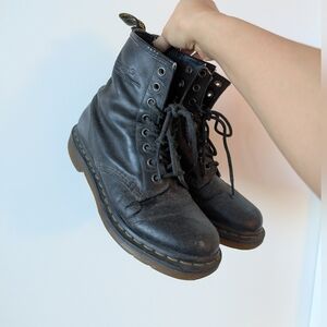 Dr Martens Black Leather Lace Up Boots 7